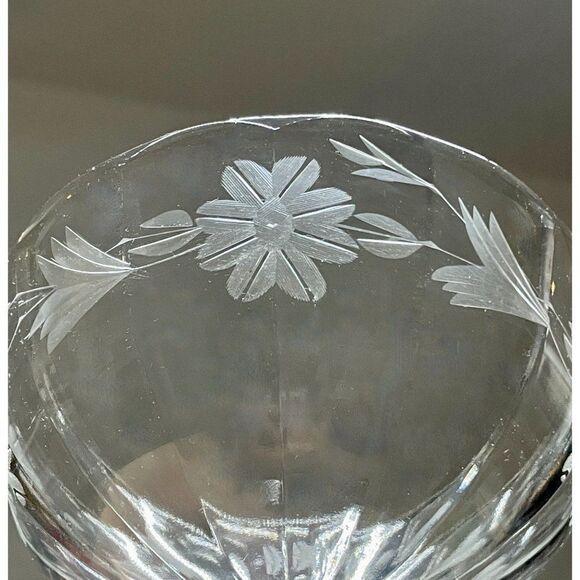 Vintage Etched Clear Depression Glass Sugar Bowl and Creamer Set 4 Pieces - Picture 4 of 5